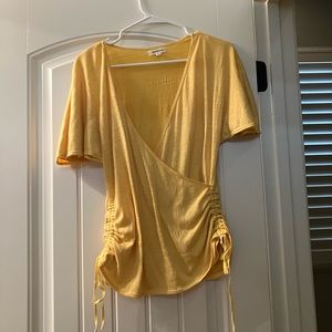 Max Studio Yellow V-Neck Cinched Waist
